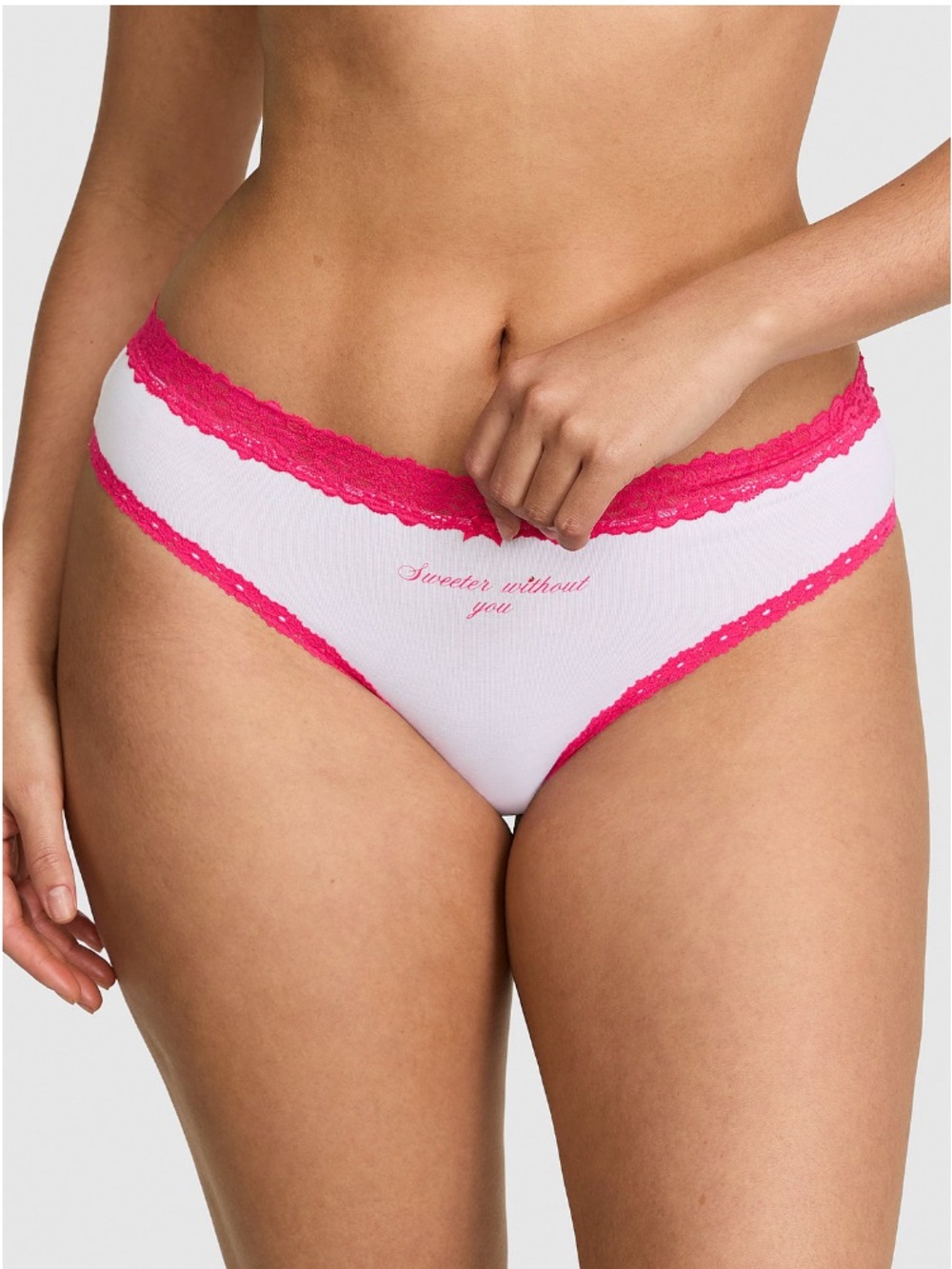 💋VS Pink Sweeter Without You cotton cheeky panty sz L NWT